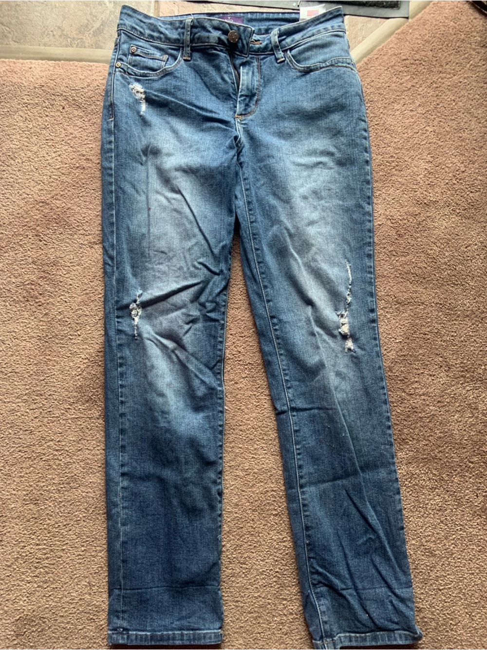 NYDJ Women's Skinny Jeans in Washed Blue with Distress